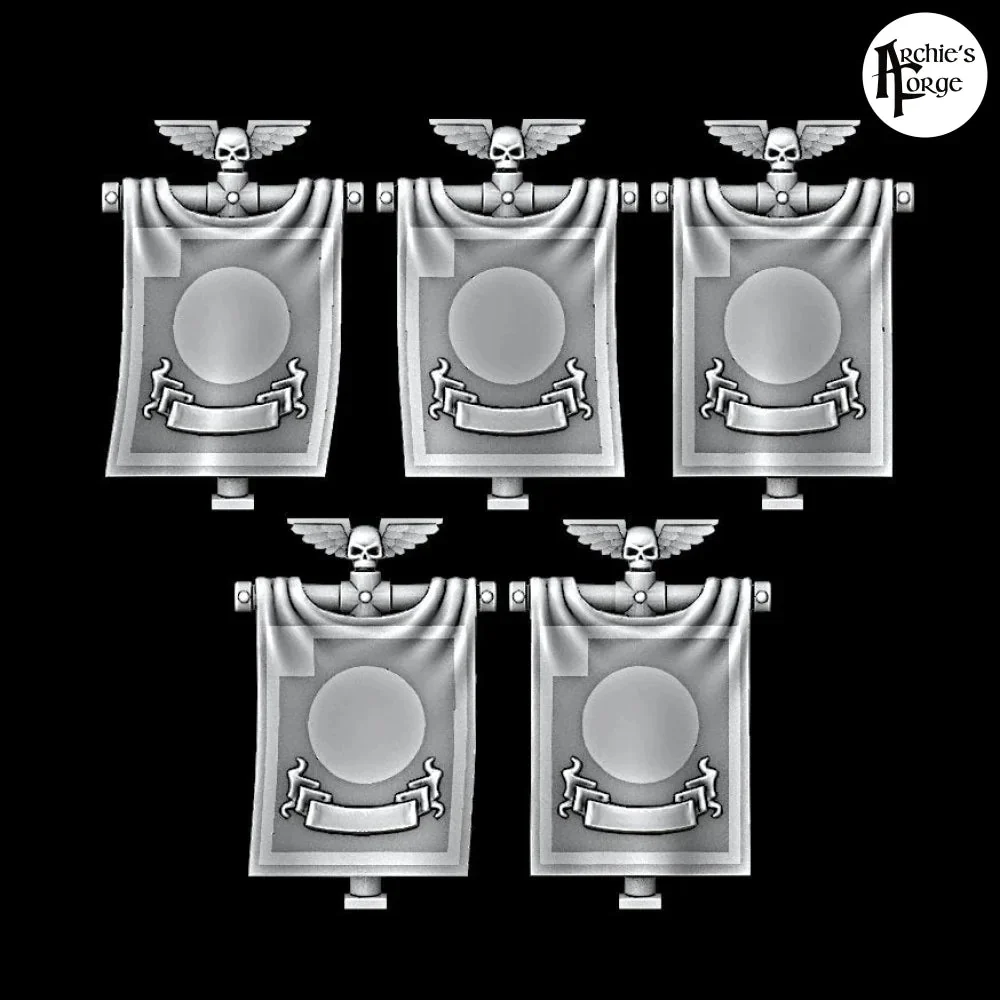 Back Banners - Set of 5 - Scroll Trim with Square