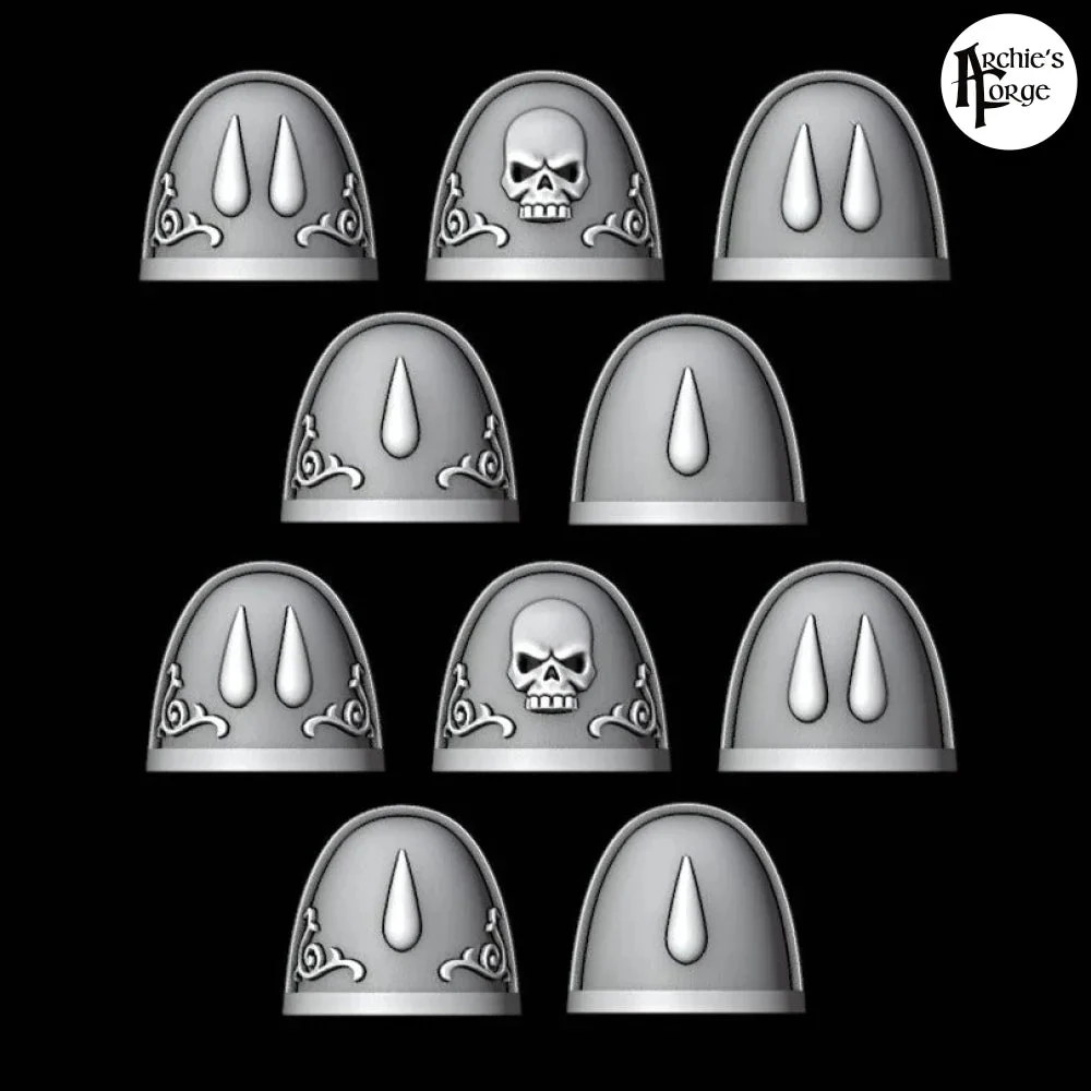 Blood Drop and Skull Shoulder Pads - Legio Sanguine - Set of 10