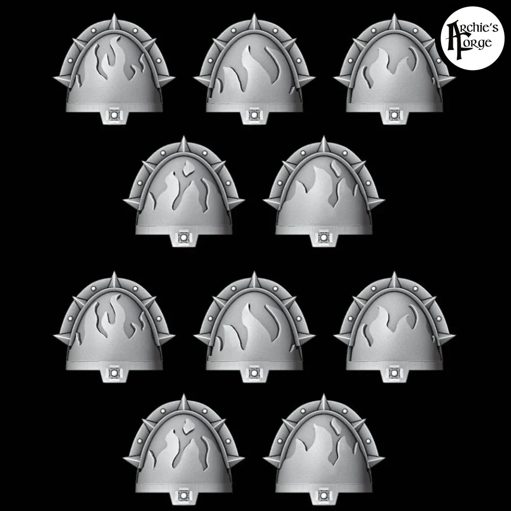 Flame Shoulder Pads - Set of 10