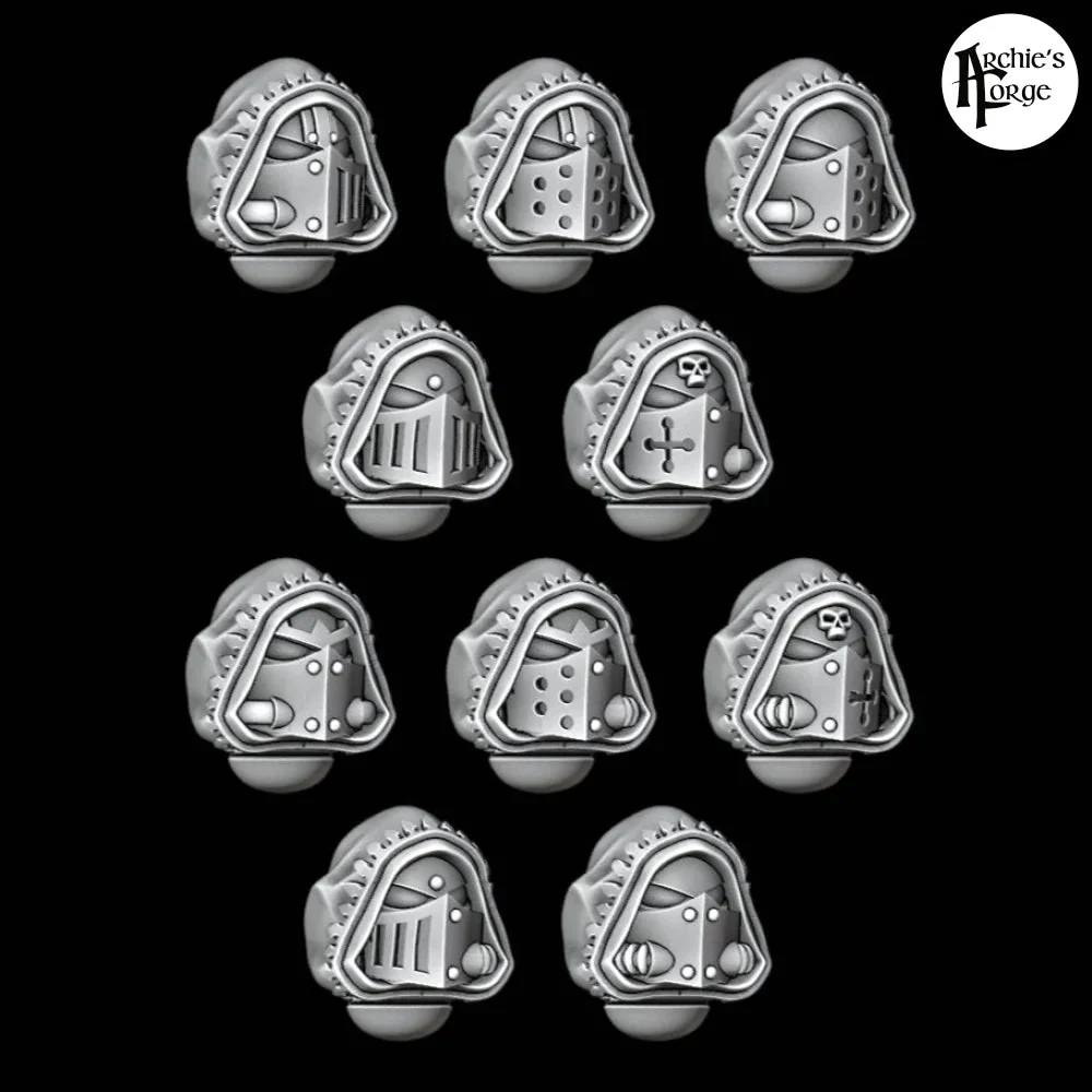 Hooded Knight Helmets - Design 1 - Trimmed Hood 2 - Set of 10