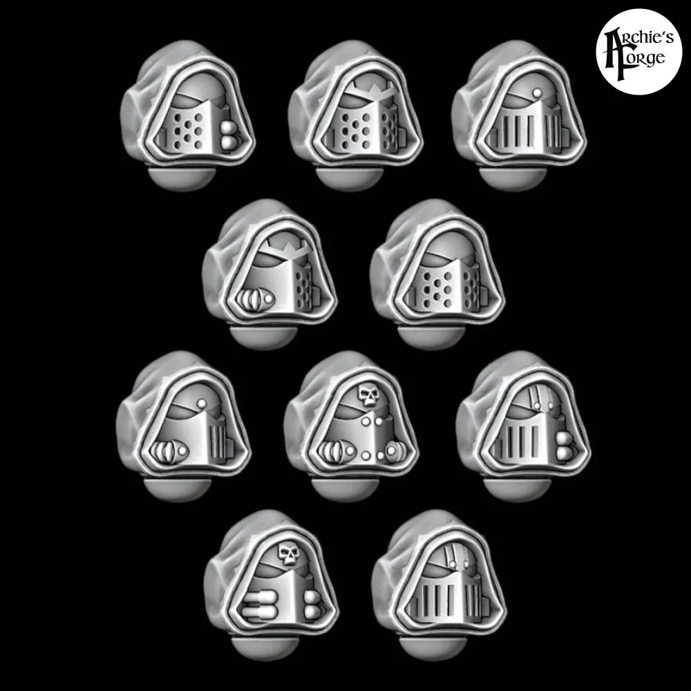 Hooded Knight Helmets - Design 2 - Trimmed Hood 1 - Set of 10