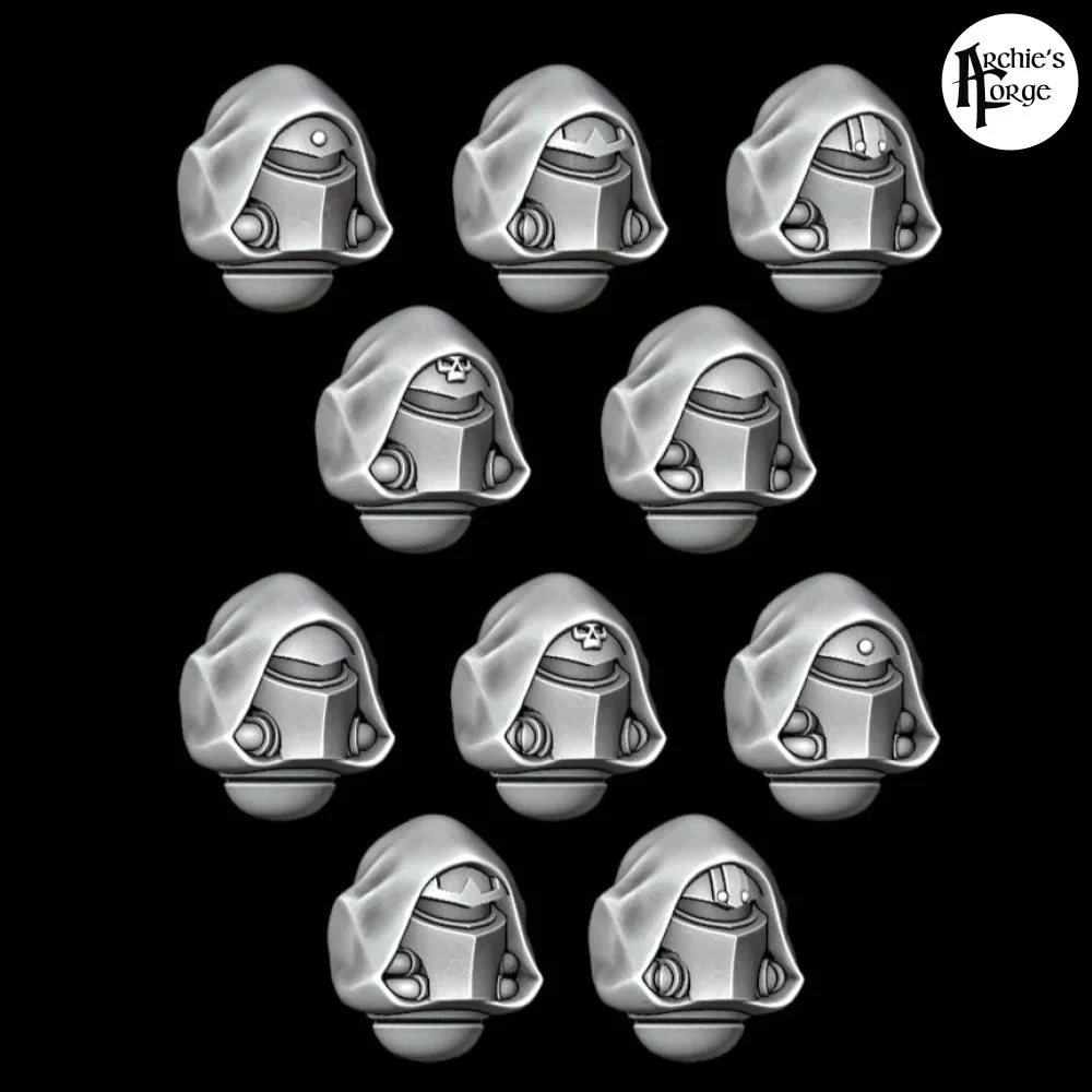 Hooded Knight Helmets - Design 3 - Plain Hood - Set of 10