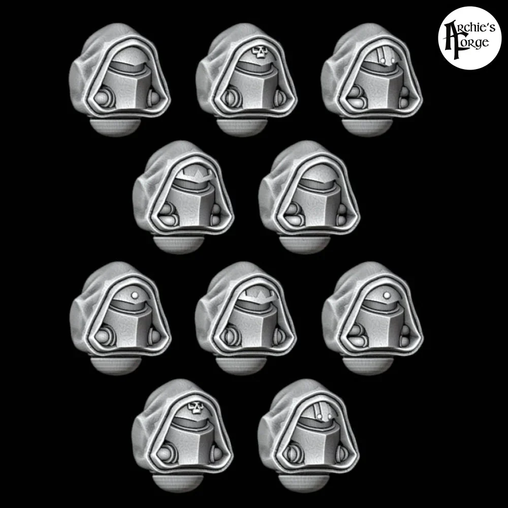 Hooded Knight Helmets - Design 3 - Trimmed Hood 1 - Set of 10