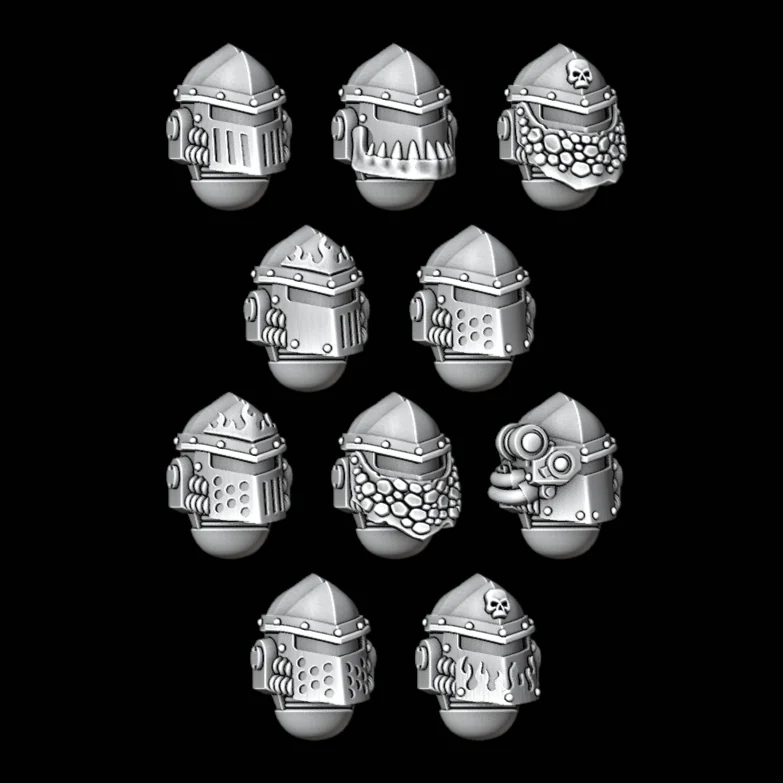 Legio Draconis MK3 Veteran Helmets - Scaled Top Monovisor - Set of 10