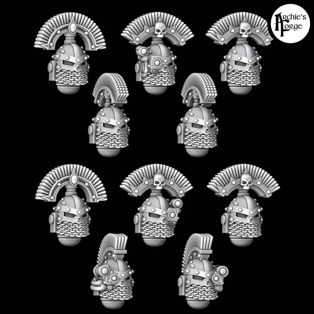 Legio Iron - Chainmail Skull Helmets - Large Crest - Set of 10