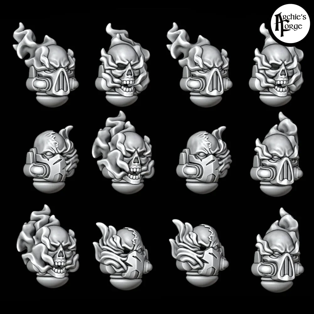 Skull and Flame Heads - Set of 12
