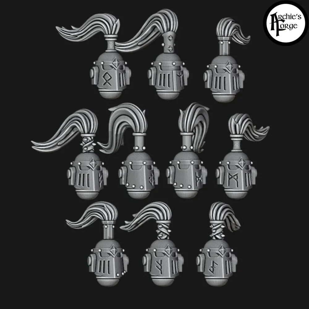 Legio Fenris MK2 Topknot Runic Helms - Set of 10