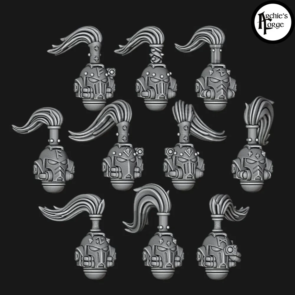 Legio Fenris Topknot Helms - Set of 10