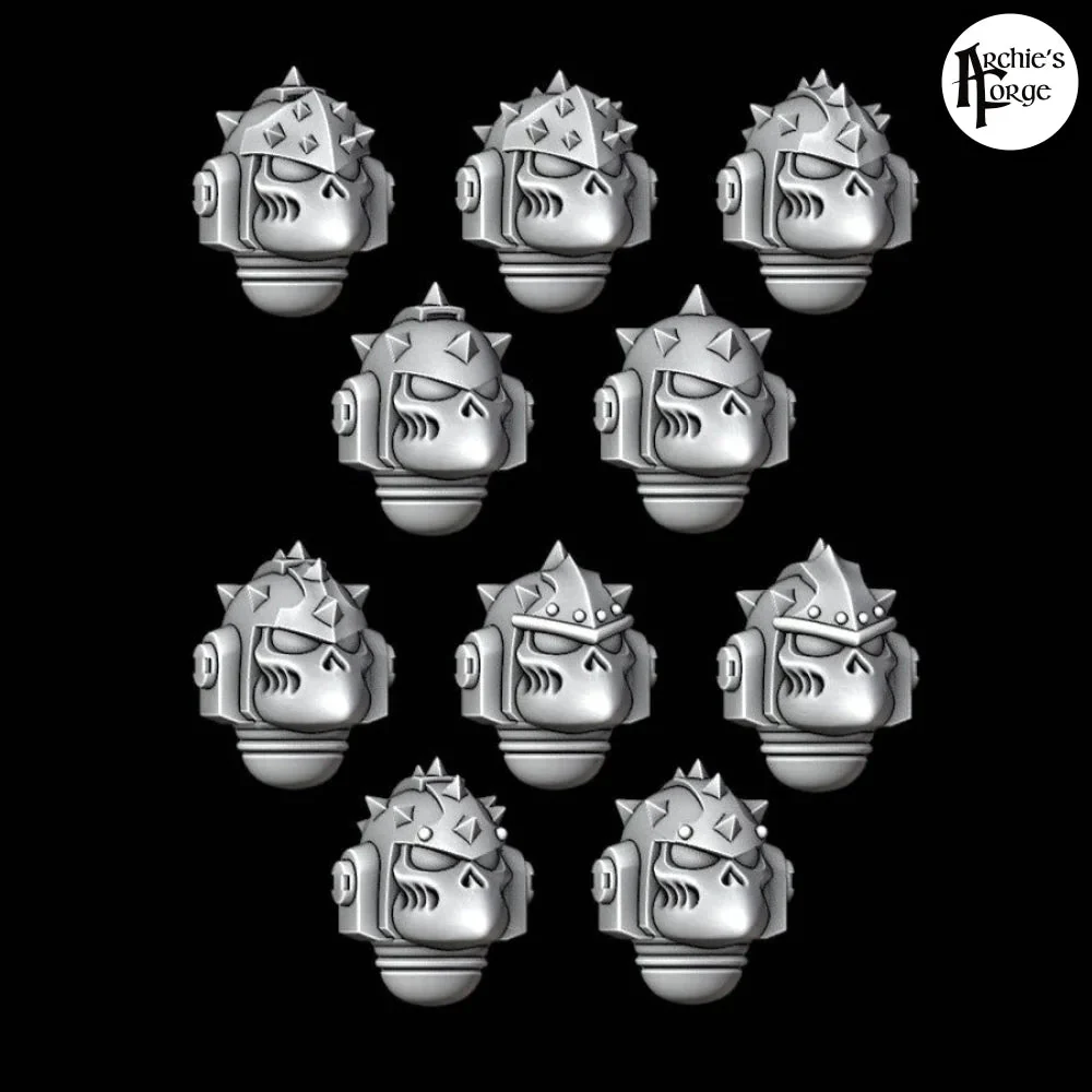 Spiked Legio Traitoris Skull Style Beakie Helmets - Set of 10