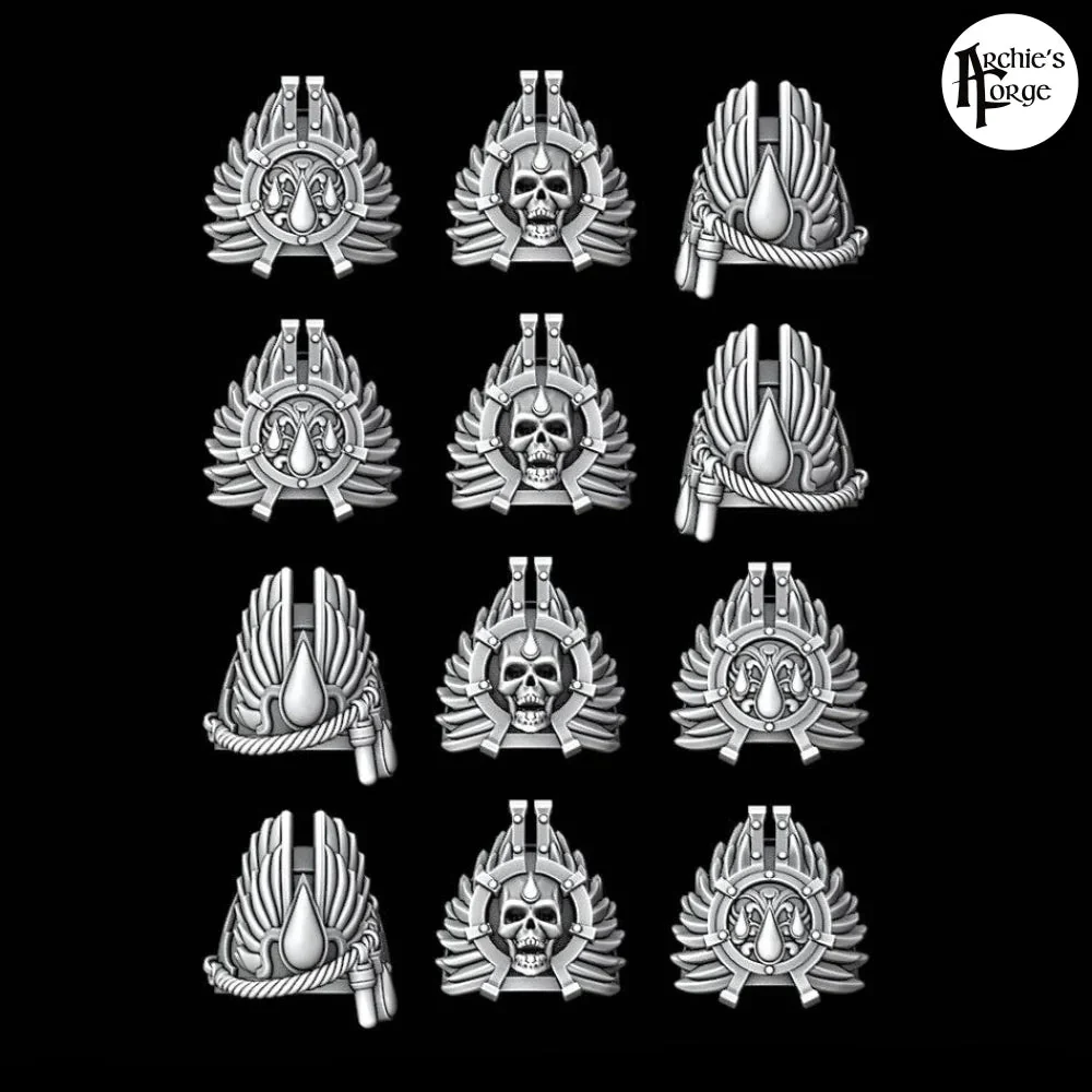 Winged Ornate Shoulder Pads - Legio Sanguine - Set of 12
